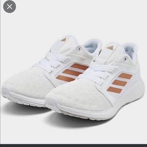 Adidas white and gold bounce tennis shoes size 9